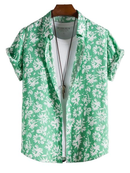 

men floral print shirt without tee a16m#, White;black