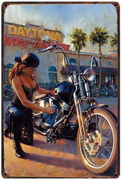 

original retro design motorcycle and beauty tin metal signs wall art | thick tinplate print poster wall decoration for garage