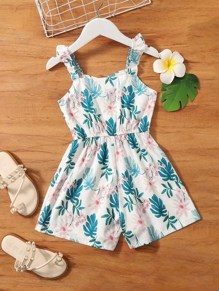 

toddler girls tropical print romper she, Blue
