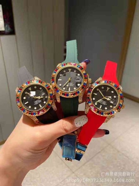 

uxury watch date luxury fashion designer es neutral ditong sugar bean full drill tape quartz women's move, Slivery;brown