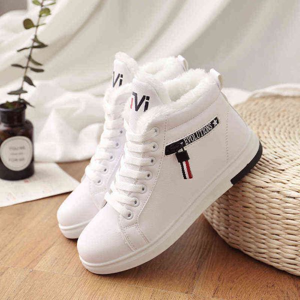 

boots winter women ankle warm pu plush woman shoes sneakers flats lace up ladies short snowboots 220805, Black