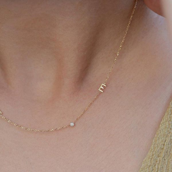 Цепи стиль моды изысканная индивидуальность с бриллиантами несколько букв Золото серебряное ожерелье женские ювелирные изделия подарки