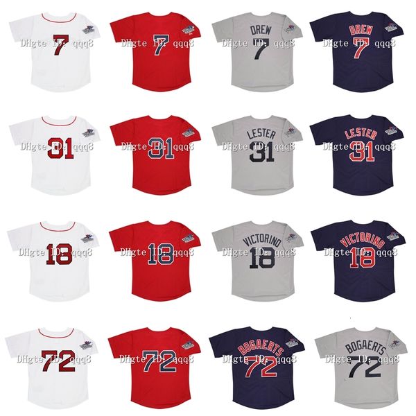 Na85 2013 Retro 72 Xander Bogaerts Jersey 7 Stephen Drew 31 Jon Lester 18 Shane Victorino Blu Rosso Bianco Grigio Maglie da baseball vintage