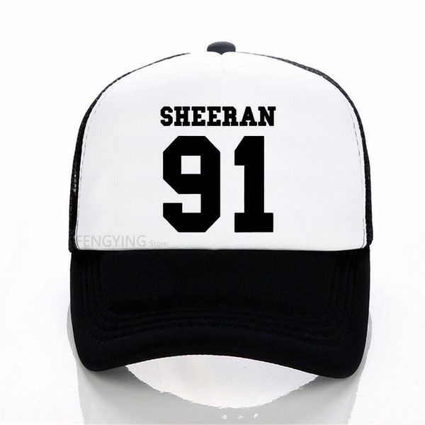 

sheeran 91 letters print baseball cap funny cotton casual mesh trucker hat summer adjustable sports hat, Blue;gray