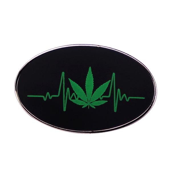 

heartbeat weed-marijuana-leaf pin brooch, Blue