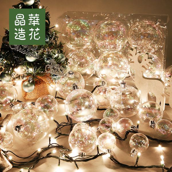 Decoração de férias Christmas Transparent Decoration Ball Colorful Bubble Christmas Ball Set Decoração Ornamento de Bola Transparente 201203