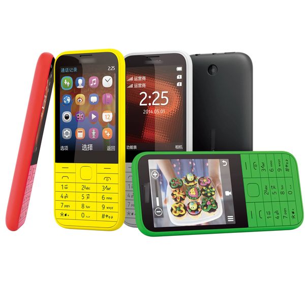 Cellulari ricondizionati originali sbloccati 225 Nokia 225 Single Core originale 2,8 pollici Fotocamera da 2 MP 2G GSM FM Bluetooth Lettore Mp3 Smartphone