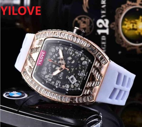 Relogio Masculino 43mm Sport militari Grandi diamanti Orologi da uomo Quadrante scheletrato da donna Movimento al quarzo in silicone unico crimine priemum top orologio impermeabile