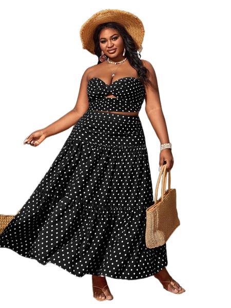 

plus twist front polka dot tube 39uq#, Black
