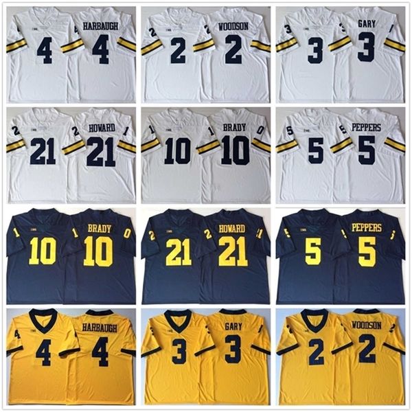 

sj98 ncaa michigan wolverines football college 2 charles woodson shea patterson 4 jim harbaugh 5 jabrill peppers 21 desmond howard 10 tom br, Black