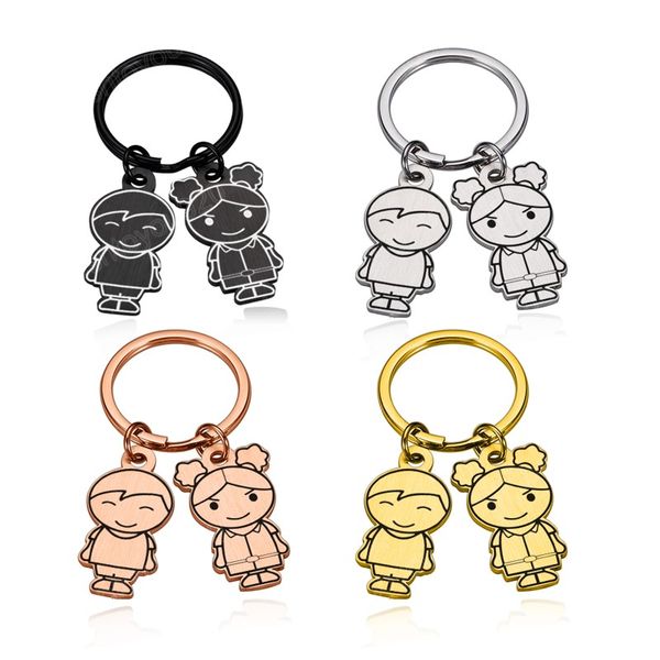 

custom original keychains cute cartoon character kid style keychain for car keys children birthday personalized gift, Silver