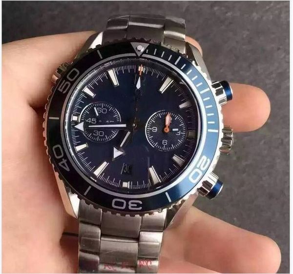 

multi style luxury men watch chronograph limited watch orange bezel black dial quartz professional dive wristwatch folding clasp men watches, Slivery;brown