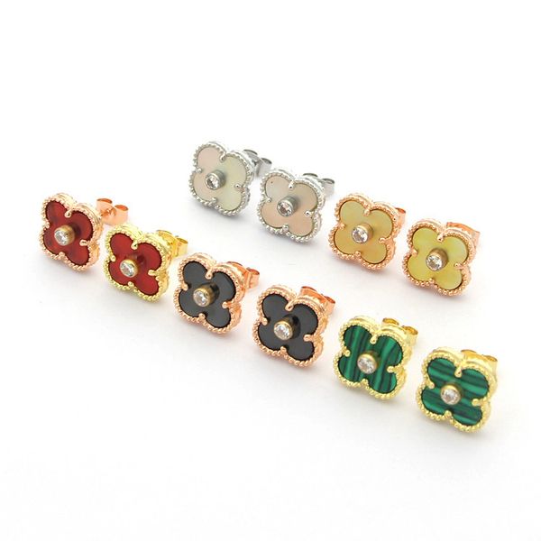 

designer stud earrings women love four-leaf clover diamond earring fashion luxury wedding cleef earrings jewelry, Golden;silver
