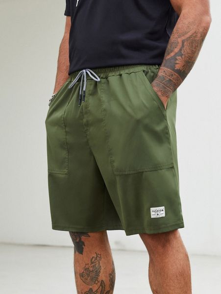 

extended sizes men letter print drawstring shorts k5ef#, White;black