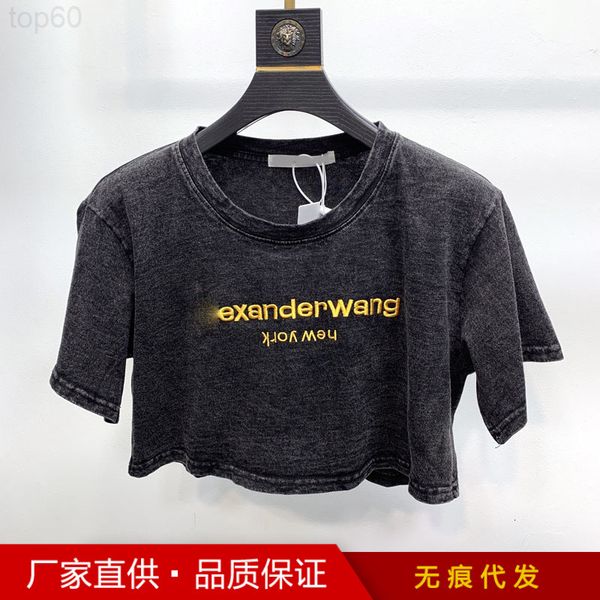 

women's t-shirt designer aw king 2020 summer short round neck wash make old embroidery ultra t-shirt rlte2022, White