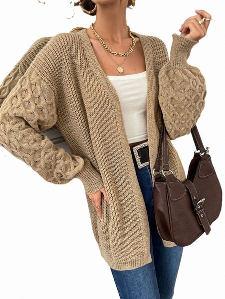 

open front drop shoulder cardigan k10w#, White;black