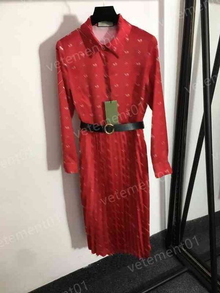 

designer womens dresses fashion brand alphabet logo print custom belt waist red women clothing, Black;gray