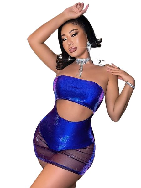 

sxy cut out front mesh tube bodycon dress 41py#, Black;gray