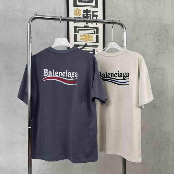 

2022 designer bal t shirt replica paris b embroidered cola short sleeve casual fashion pure cotton men's and women's same bottomed, White;black