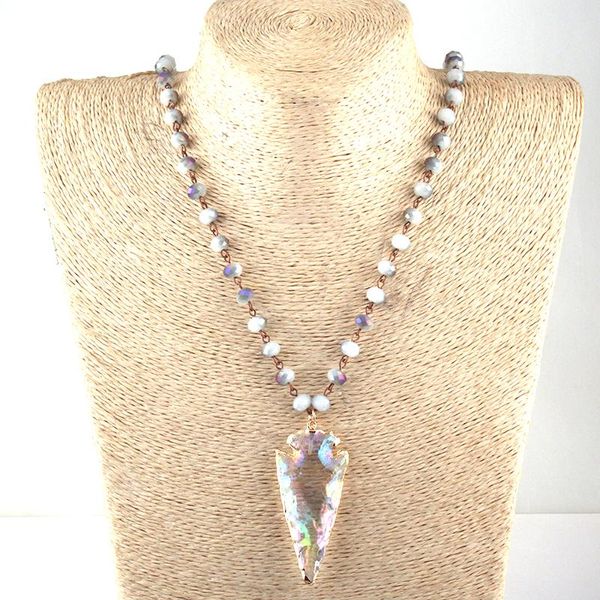 Colares pendentes moda jóia boêmia vidro cristalio de rosário Chain de ponta de flecha de ponta de seta