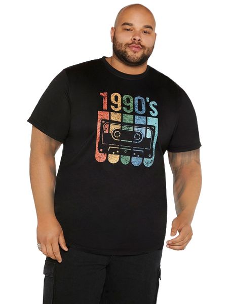 

extended sizes men tape & letter graphic tee 011l#, White;black