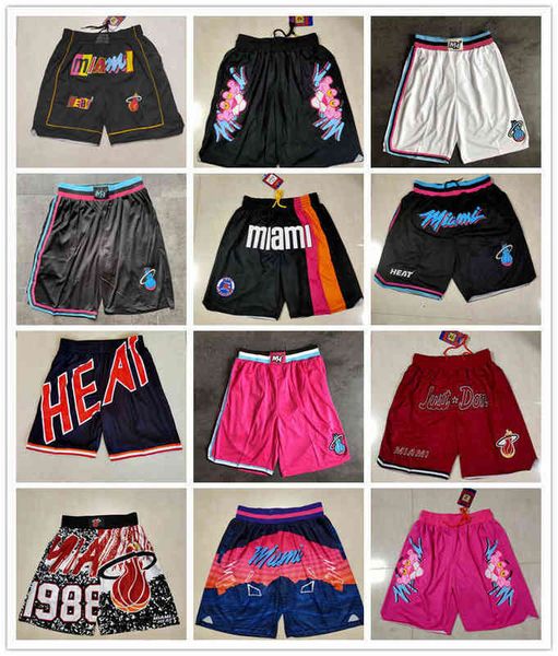 

miami''heat''men throwback basketball shorts pocket, White;black