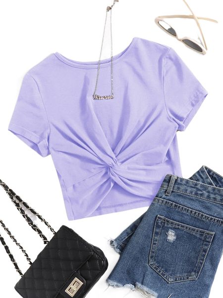 

plus twist detail solid tee s2or#, Black