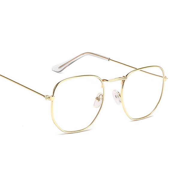 

small hexagon alloy gold frame glass classic retro optics glass transparent clear lens women men pectacl female, White;black