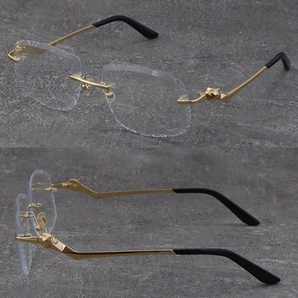 

metal rimless luxury diamond cut eyewear reading frames women eyeglasses large glasses 18k gold leopard series fashion optical male and fema, Silver