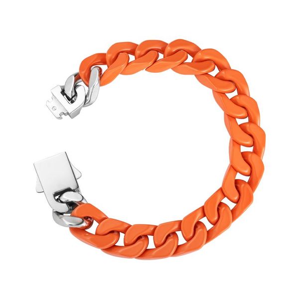 

link chain customize size colorful orange skyblue cream lacquered curb cuban 12mm wide stainless steel hip hop jewelrylink linklink, Black