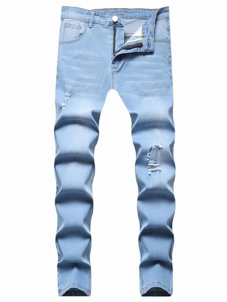 

men ripped cat whisker jeans h9af#, Blue