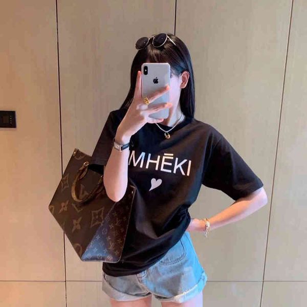 

women's t-shirt spring kim men's and women's lovers' letter printing casual round neck short sleeve t-shirt women, White