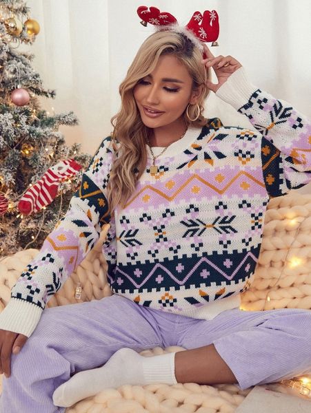 

geo pattern drop shoulder sweater y9tw#, White;black