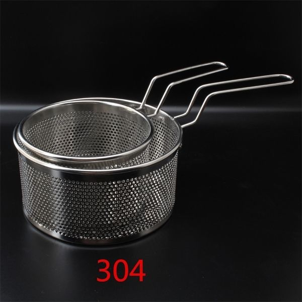 304 Aço inoxidável Fritar quente Fried Basket Fring Pan Filter Alimentos Oil de dobra de Óleo de Cocoa Creça Mesh Molho Mosquinho Alinheiro T200227