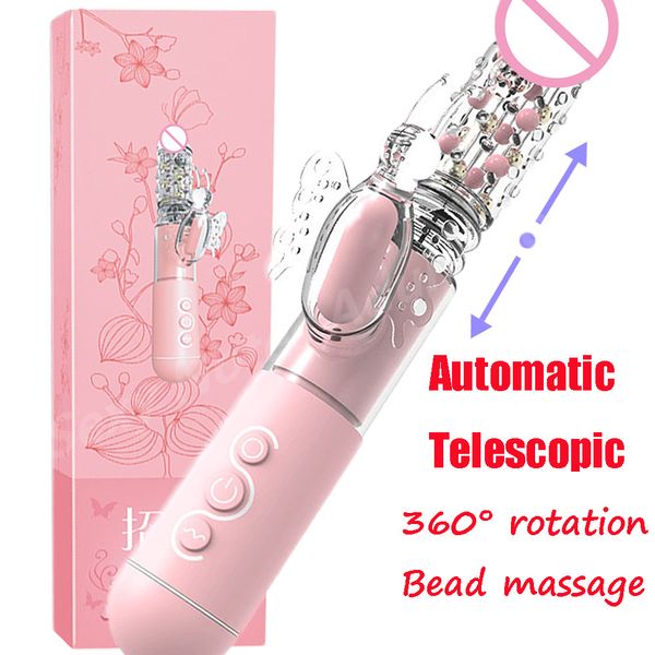 Nuovo Forte Rotazione Telescopica Vibrazione Del Coniglio Dildo Giocattoli sexy per Le Donne Stimolatore Clitoride G-Spot Massaggiatore Masturbatore Femminile