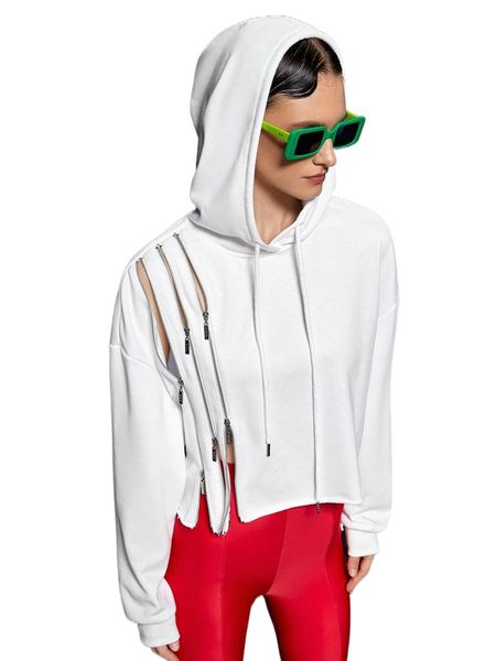

x stella chan letter graphic zip detail drawstring hoodie i3pj#, Black
