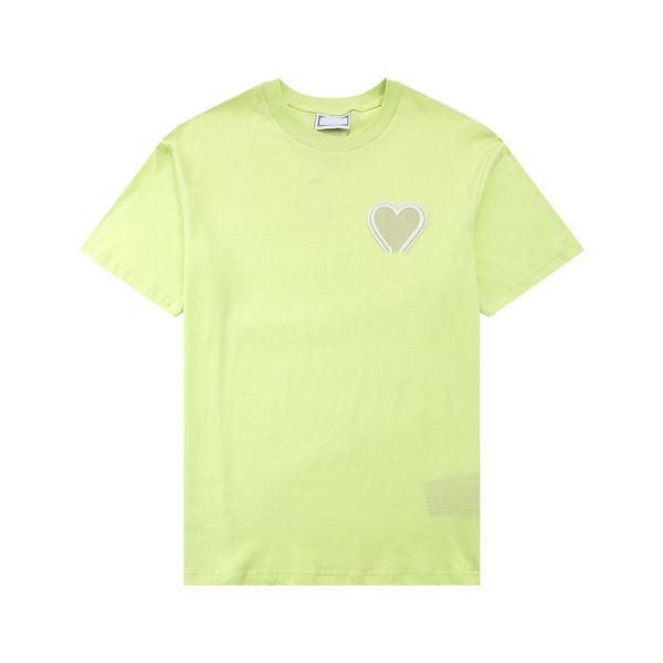 Paris Erkek Tasarımcı T Shirt Amis İşlemeli Kırmızı Kalp Düz Renk Büyük Aşk Yuvarlak Boyun Kalp Kısa Kollu Tişört Aynı Paragraf 11 ile Erkekler ve Kadınlar İçin