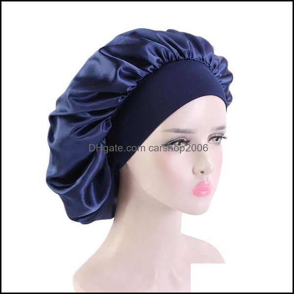 Beanie/Skl Kapaklar Şapkalar Şapkalar Eşarplar Eldivenler Moda Aksesuarları 36cm Katı Saten Bonnet Saç Stil Kapağı Slee Kadınlar Gece Uykusu H