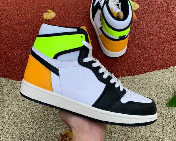 

brand shoes version jumpman 1 1s high og volt gold basketball black white green yellow outdoor running trainers sneakers
