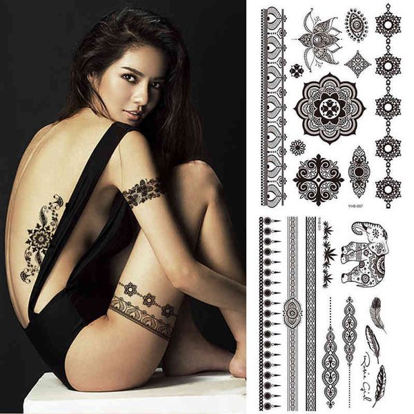 NXY Tattoo Temporário 1 Pc Popular Mulheres Sexy Ballet Preto Branco Flores Tatuagens Adesivo Desenho Arte Corporal Art Falso Transferência de Água Por Atacado 0330