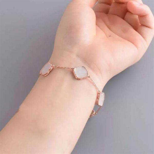 

6 colors fashion classic 4 four leaf clover charm bracelets bangle chain agate shell mother-of-pearl for girls weddin286j, Golden;silver