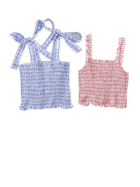 

2pcs g.ingham print k.not should s.hirred c.rop d70n#, White