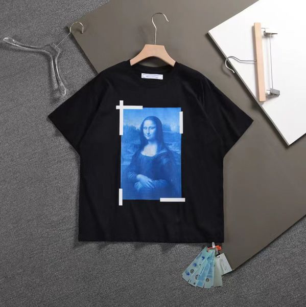 

mens fashion classic brand t shirts loose offs cotton men women t-shirt designers short sleeve letter oil paint tees black white shirt eur, White;black