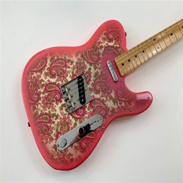 

custom shop james burton signature tele vintage pink paisley electric guitar dark yellow maple neck & fingerboard black dot inlay306u