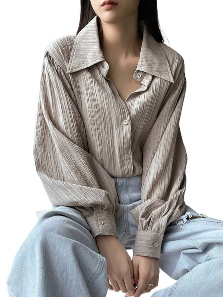 

dazy bishop sleeve solid textured blouse n3mi#, White