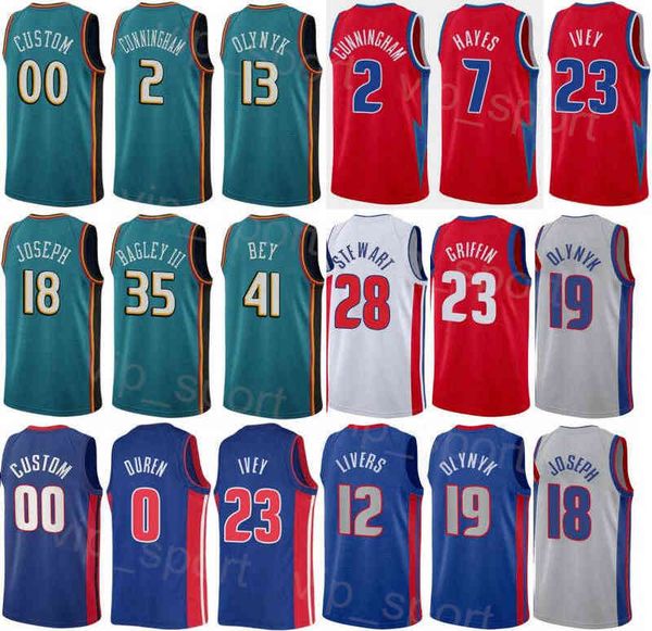 

printed men women icon statement basketball saddiq bey jersey 41 cory joseph 18 hamidou diallo 6 jaden ivey 23 cade cunningham 2 killian hay, Black