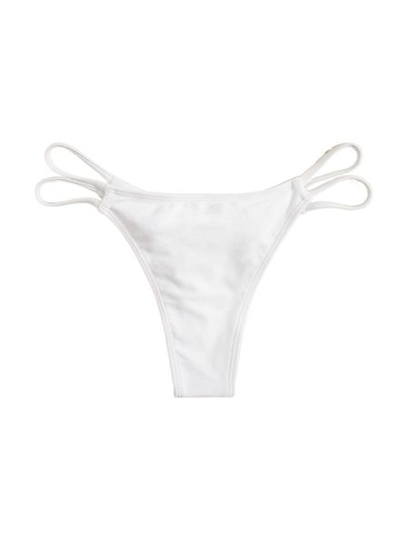 

plain cut out tanga bikini bottom p5x2#, White;black