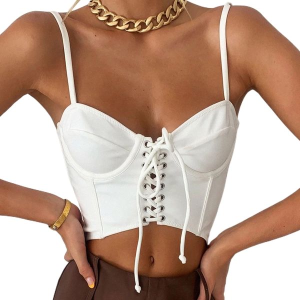 

ins europe and america new wish independent station solid color condole belt jacket backless strap short vest female 16604 78m2#, White