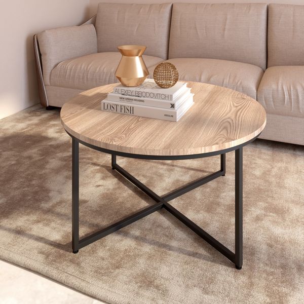 

living room furniture modern round metal coffee table solid wood metal base