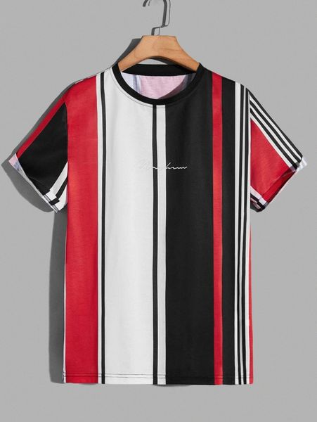 

men striped & letter graphic tee s7db#, White;black